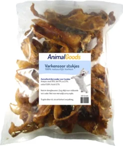 Animalgoods Gedroogde Snacks - Hondensnack - Varken - Varkensoorstukjes - 500 Gram - Hondensnacks - Honden - Snacks