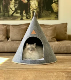Grey Cat® - Kattenmand - Tipi Kattentent + Kussen - Vilt – Donkergrijs - Ø 57 Cm X 60 Cm -Hondenartikelen Winkel 1063x1200 2
