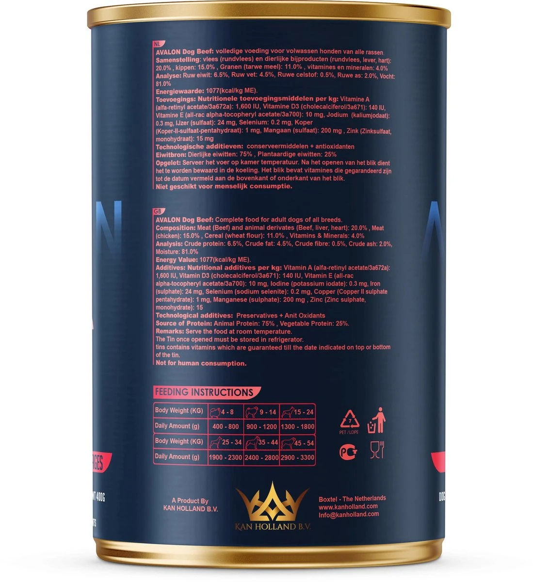 Avalon Petfood Dog Beef - Hondenvoer - 12 X 410g 2 Avalon Petfood Dog Beef - Hondenvoer - 12 X 410g - Afbeelding 2