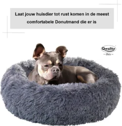 Hondenmand Donut – 70 Cm - Honden Mand – Pluche – Fluffy – Extra Zacht - Kattenmand - Hondenkussen – Kattenkussen – Bed - Wasbaar Met Rits – Hondenmanden – Rond – Bank – Grijs - Qwality -Hondenartikelen Winkel 1161x1200 5