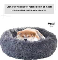 Hondenmand Donut – 60 Cm - Honden Mand – Pluche – Fluffy – Extra Zacht - Hondenkussen – Kattenkussen – Bed - Wasbaar Met Rits – Hondenmanden – Rond – Bank – Grijs - Qwality -Hondenartikelen Winkel 1166x1200 5