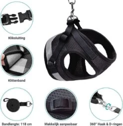 Hondentuig, Hondenharnas Met Hondenriem – Reflecterend - Zwart – Maat M (borst 35-40 Cm) -Hondenartikelen Winkel 1173x1200 15
