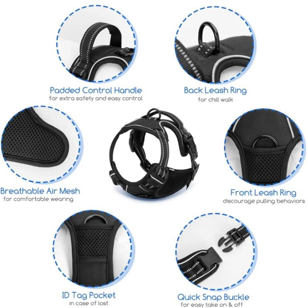 Nobleza 42ZHY - Hondenharnas - Hondentuigje - Anti Trek - L - Zwart 8 Nobleza 42ZHY - Hondenharnas - Hondentuigje - Anti Trek - L - Zwart - Afbeelding 8