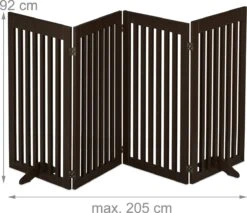 Relaxdays Veiligheidshekje Hout - 92 Cm Hoog - Kinderhek - Hondenhek - Inklapbaar - Bruin - 4 Panelen -Hondenartikelen Winkel 1200x1035 4