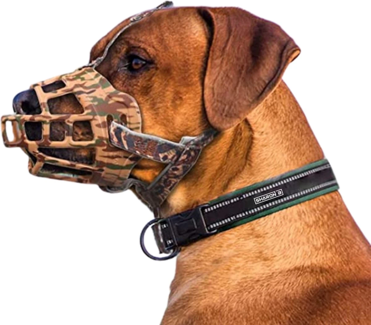 Sharon-B Muilkorf Hond - Camo Bruin - Maat M - Snuitomtrek 26 Tot 30 Cm - Voor Middelgrote Honden 1 Sharon-B Muilkorf Hond - Camo Bruin - Maat M - Snuitomtrek 26 Tot 30 Cm - Voor Middelgrote Honden
