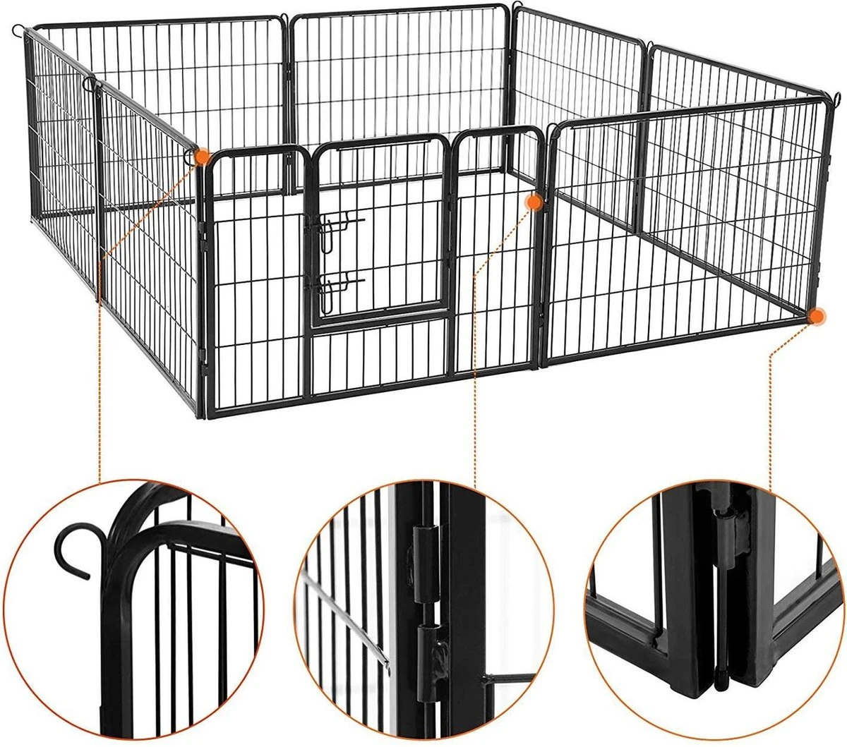 Transformeerbare Hondenren - Dieromheining Van 60 Cm Hoog En 210 Cm Diagonaal - Zwart 4 Transformeerbare Hondenren - Dieromheining Van 60 Cm Hoog En 210 Cm Diagonaal - Zwart - Afbeelding 4
