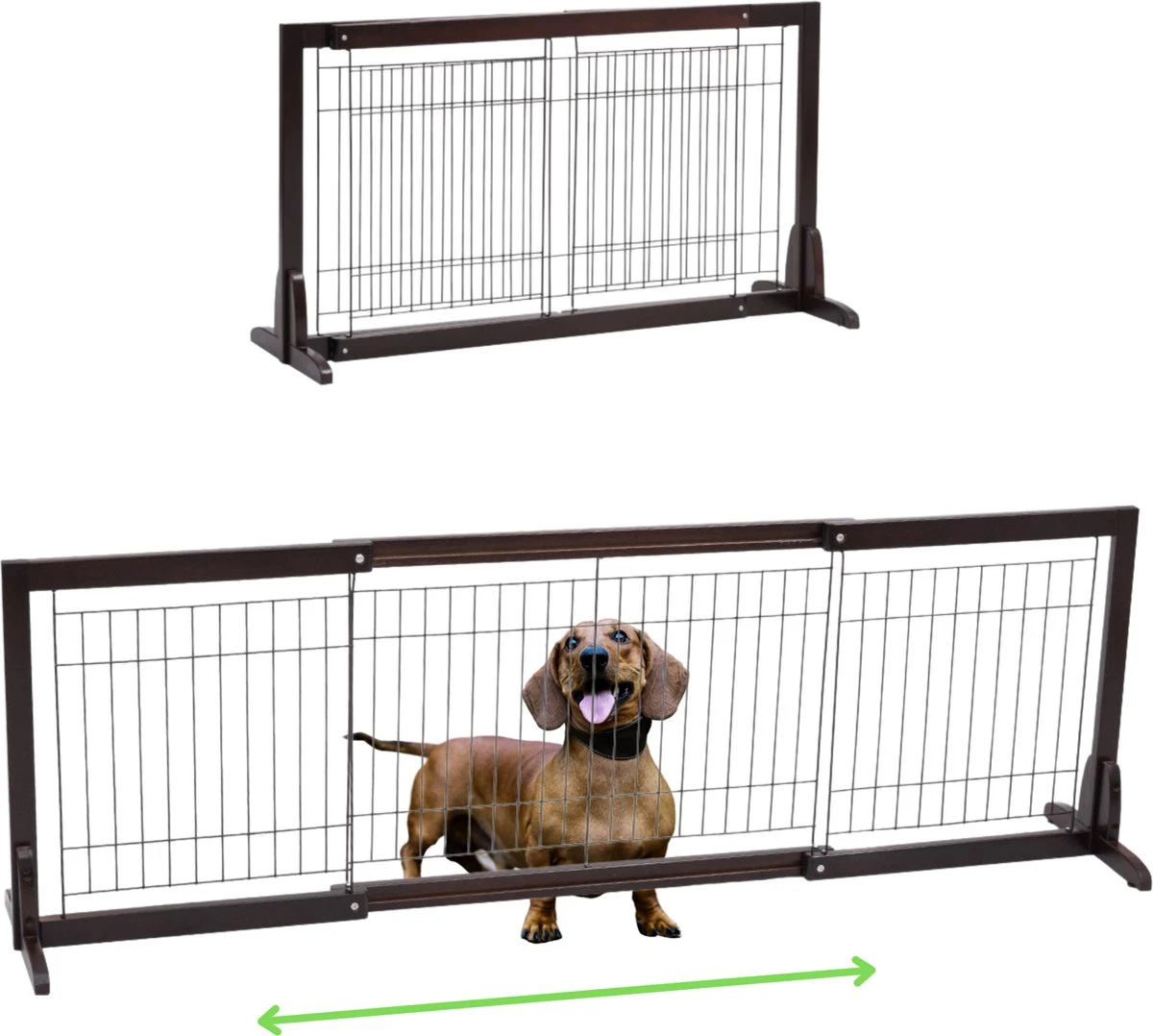 Hondenhek - Traphekje Hond - Traphekje Zonder Boren - Traphekje - BxH 161-97 X 53 Cm - Koffiebruin 1 Hondenhek - Traphekje Hond - Traphekje Zonder Boren - Traphekje - BxH 161-97 X 53 Cm - Koffiebruin