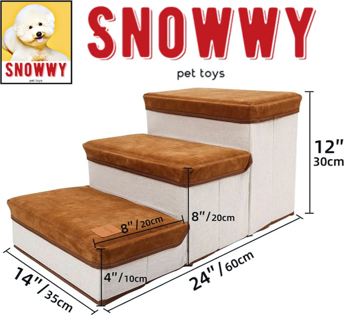 SNOWWY - Hondentrap Met Opslagruimte - Honden Loopplank Met Handige Opslagvakje - Hondenloopplanken - Inklapbaar - Huisdier Opstap - Hondentrapje - Bruin 6 SNOWWY - Hondentrap Met Opslagruimte - Honden Loopplank Met Handige Opslagvakje - Hondenloopplanken - Inklapbaar - Huisdier Opstap - Hondentrapje - Bruin - Afbeelding 6
