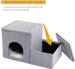 2-in-1 Hondenhuis & Hondentrap - Voor Binnen - Huisdieren Huisje - Hondenmand - Kattenmand - 67.5x40x37.5 Cm - Grijs -Hondenartikelen Winkel 1200x1114 11