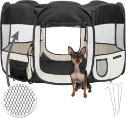 Dailyibed Opvouwbare Puppyren - Zwart - 115x115x58 Cm - Incl. Draagtas - Incl. Voederbak -Hondenartikelen Winkel 1200x1120 5