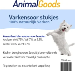 Animalgoods Gedroogde Snacks - Hondensnack - Varken - Varkensoorstukjes - 500 Gram - Hondensnacks - Honden - Snacks -Hondenartikelen Winkel 1200x1132