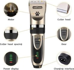 Nobleza Dieren Tondeuse Set - 4 Opzetkammen - Draadloos - Voor Huisdieren Katten & Honden -Hondenartikelen Winkel 1200x1133 3