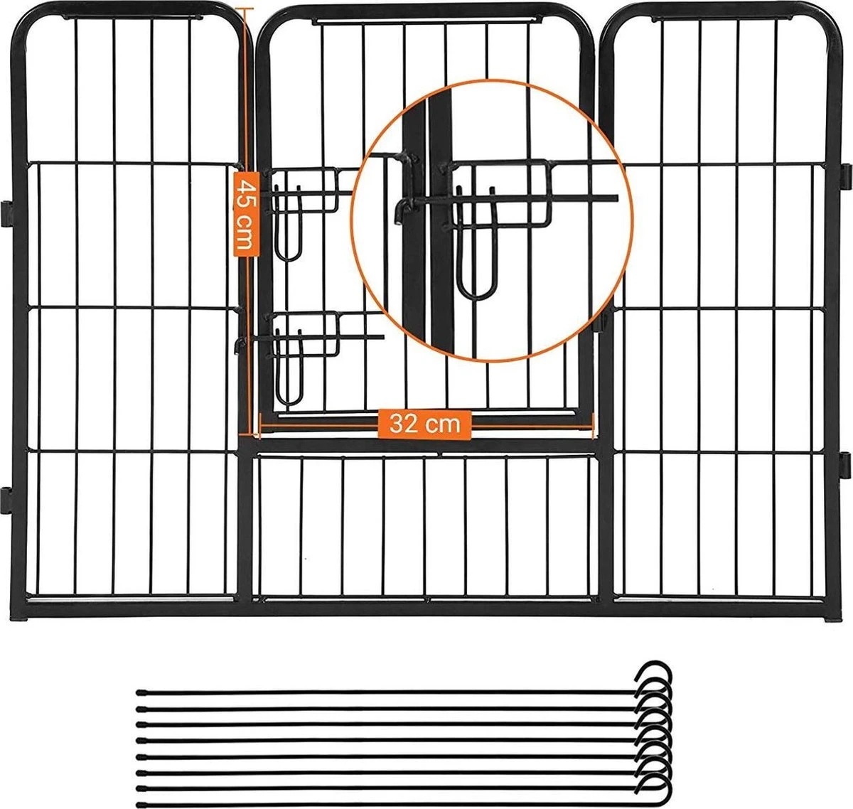 Transformeerbare Hondenren - Dieromheining Van 60 Cm Hoog En 210 Cm Diagonaal - Zwart 7 Transformeerbare Hondenren - Dieromheining Van 60 Cm Hoog En 210 Cm Diagonaal - Zwart - Afbeelding 7
