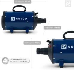 Nuvoo Professionele Hondenföhn / Waterblazer / Hondenborstel Met 3 Opzetstukken - Verstelbare Vermogen Tot 2200W - Warme / Koude Stand - Blauw -Hondenartikelen Winkel 1200x1140 12