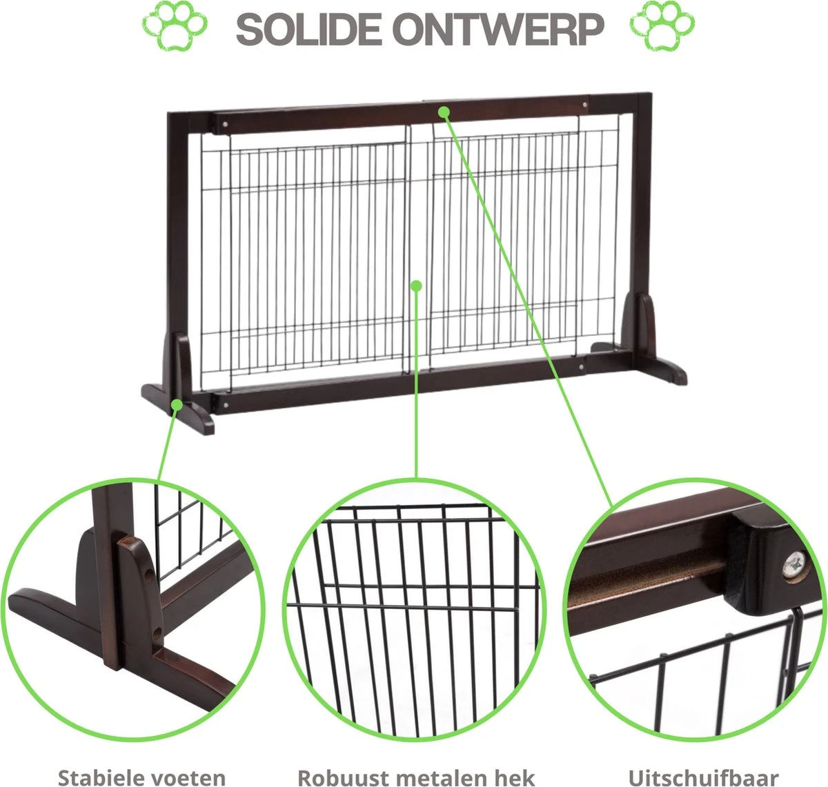 Hondenhek - Traphekje Hond - Traphekje Zonder Boren - Traphekje - BxH 161-97 X 53 Cm - Koffiebruin 2 Hondenhek - Traphekje Hond - Traphekje Zonder Boren - Traphekje - BxH 161-97 X 53 Cm - Koffiebruin - Afbeelding 2