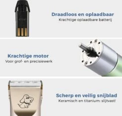 LifeGoods Hondentondeuse - Voor Katten En Honden - Complete Set - 5 Standen - Draadloos - Oplaadbaar - Goud/Zwart -Hondenartikelen Winkel 1200x1143 7