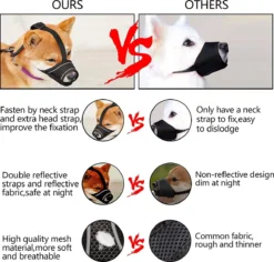 Merkloos Hoog Kwaliteit Muilkorf Met Bedrukt Patroon - Muilkorf Hond - Hondensnuit - Anti Blaf En Bijt - Voor Kleine En Grote Honden Maat M Zwart Reflecterend -Hondenartikelen Winkel 1200x1147 13