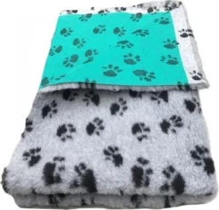 Vet Bed Grijs Met Voetprint Groene Rug 22mm 150x100 Cm -Hondenartikelen Winkel 1200x1150 11