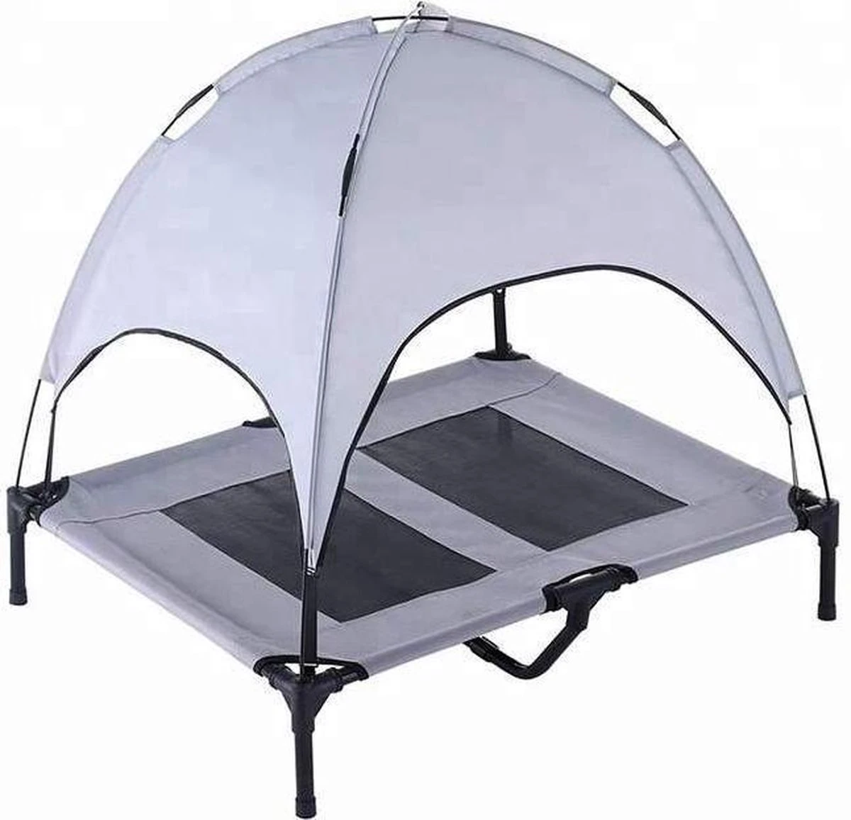 Dogs&Co Honden Ligbed Met Zonnedak Grijs 122x92x23 Cm Hoogte Incl Dak 108cm - Grote Hondenbed Stretcher Met UV Canopy - Hondenstretcher Met Zonnetent 1 Dogs&Co Honden Ligbed Met Zonnedak Grijs 122x92x23 Cm Hoogte Incl Dak 108cm - Grote Hondenbed Stretcher Met UV Canopy - Hondenstretcher Met Zonnetent