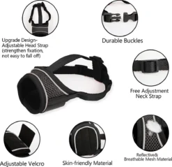 Merkloos Hoog Kwaliteit Muilkorf Met Bedrukt Patroon - Muilkorf Hond - Hondensnuit - Anti Blaf En Bijt - Voor Kleine En Grote Honden Maat M Zwart Reflecterend -Hondenartikelen Winkel 1200x1160 13