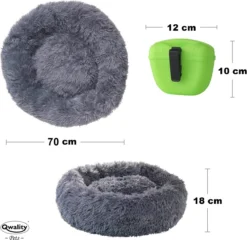 Hondenmand Donut – 70 Cm - Honden Mand – Pluche – Fluffy – Extra Zacht - Kattenmand - Hondenkussen – Kattenkussen – Bed - Wasbaar Met Rits – Hondenmanden – Rond – Bank – Grijs - Qwality -Hondenartikelen Winkel 1200x1164 10