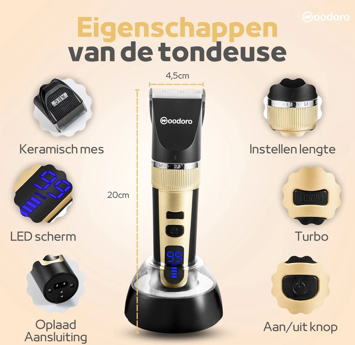 Woodoro Professionele 2-in-1 Hondentondeuse Voor Dikke Vacht – Draadloze Honden Tondeuse & Hondentrimmer – Stille Tondeuse Katten & Honden Trimset 8 Woodoro Professionele 2-in-1 Hondentondeuse Voor Dikke Vacht – Draadloze Honden Tondeuse & Hondentrimmer – Stille Tondeuse Katten & Honden Trimset - Afbeelding 8