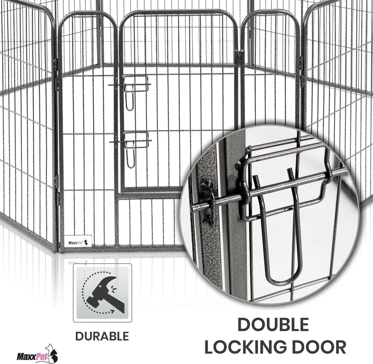 MaxxPet Puppyren - Hondenbench - Hondenren- Puppyren Met 8 Kennelpanelen - Staal -80 X 80 Cm Ø 210 Cm 7 MaxxPet Puppyren - Hondenbench - Hondenren- Puppyren Met 8 Kennelpanelen - Staal -80 X 80 Cm Ø 210 Cm - Afbeelding 7