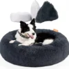 RK® Donut Hondenmand - Zacht Pluche Hondenmand - Hondenbed - 70cm - Hondenkussen - Kattenmand - Grijs Grey