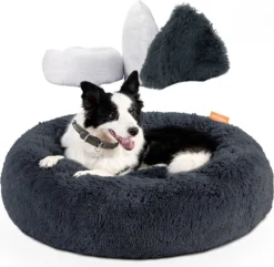 RK® Donut Hondenmand - Zacht Pluche Hondenmand - Hondenbed - 70cm - Hondenkussen - Kattenmand - Grijs Grey
