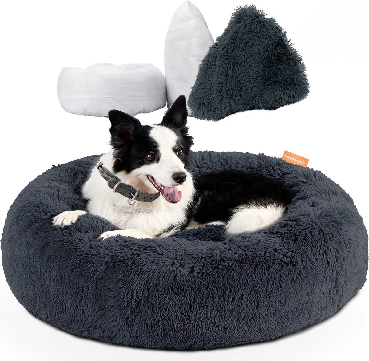 RK® Donut Hondenmand - Zacht Pluche Hondenmand - Hondenbed - 70cm - Hondenkussen - Kattenmand - Grijs Grey 1 RK® Donut Hondenmand - Zacht Pluche Hondenmand - Hondenbed - 70cm - Hondenkussen - Kattenmand - Grijs Grey