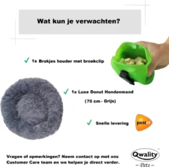 Hondenmand Donut – 70 Cm - Honden Mand – Pluche – Fluffy – Extra Zacht - Kattenmand - Hondenkussen – Kattenkussen – Bed - Wasbaar Met Rits – Hondenmanden – Rond – Bank – Grijs - Qwality -Hondenartikelen Winkel 1200x1181 3