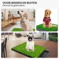 Merkloos Hondentoilet Kunstgras Met Bak - Indoor Dierentoilet - Uitneembare Opvangbak - Puppy Training Pets - Outdoor/Balkon/Tuin/Indoor Toilet - 50x64 Cm -Hondenartikelen Winkel 1200x1200 1039