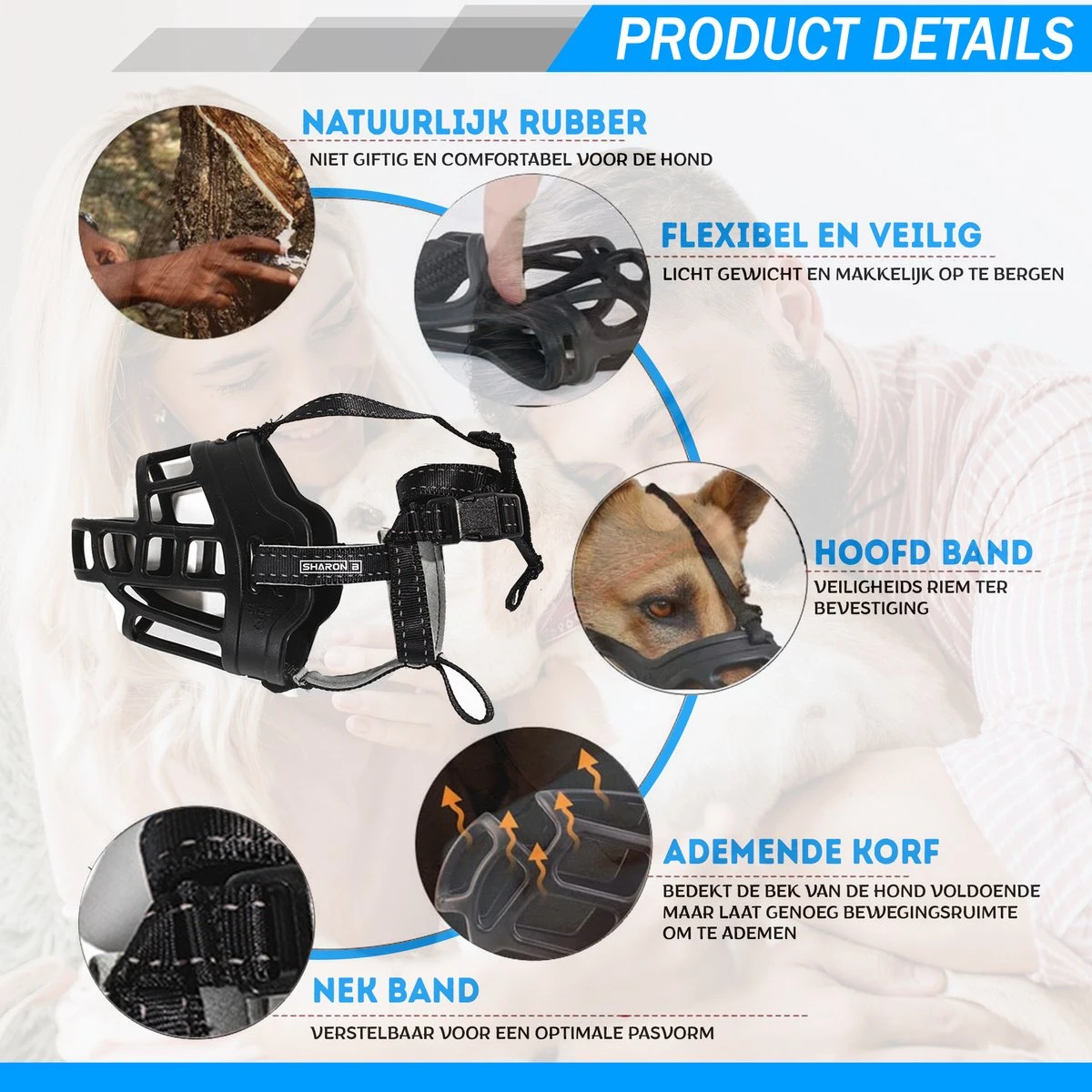 Sharon-B Muilkorf Hond - Camo Bruin - Maat M - Snuitomtrek 26 Tot 30 Cm - Voor Middelgrote Honden 4 Sharon-B Muilkorf Hond - Camo Bruin - Maat M - Snuitomtrek 26 Tot 30 Cm - Voor Middelgrote Honden - Afbeelding 4