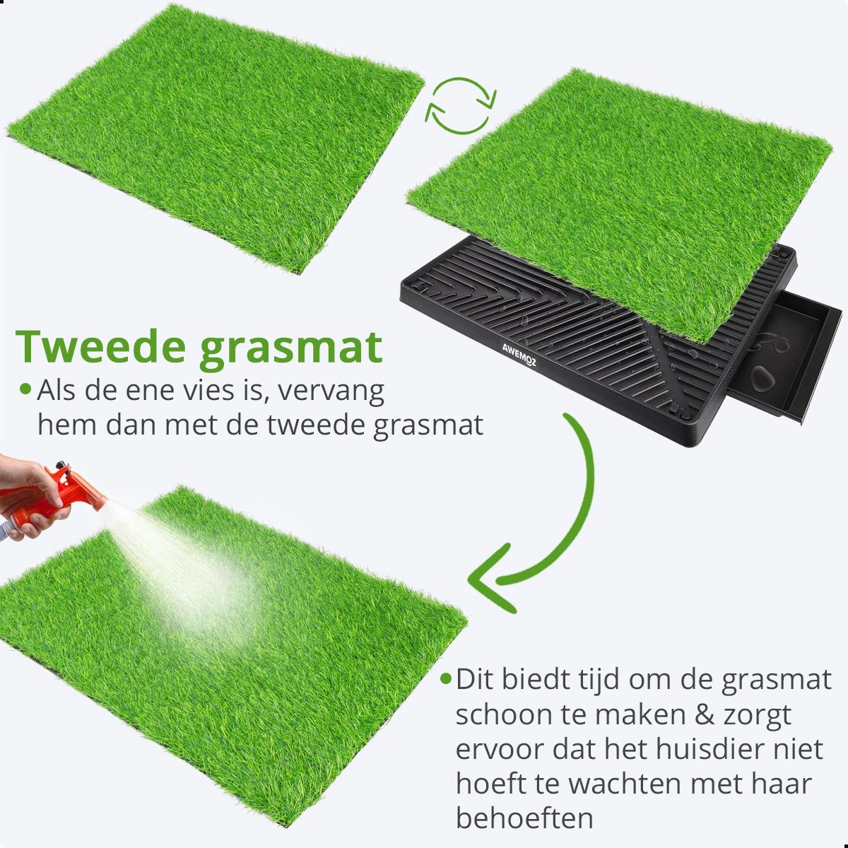 AWEMOZ Hondentoilet Kunstgras - Met 2 Matten En Opvangbak - 64x52x7,5cm - Puppy Pads - Zindelijkheidstraining Hond - Training Pads - Indoor / Outdoor Honden Toilet 3 AWEMOZ Hondentoilet Kunstgras - Met 2 Matten En Opvangbak - 64x52x7,5cm - Puppy Pads - Zindelijkheidstraining Hond - Training Pads - Indoor / Outdoor Honden Toilet - Afbeelding 3