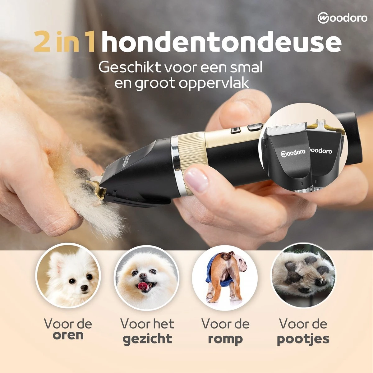 Woodoro Professionele 2-in-1 Hondentondeuse Voor Dikke Vacht – Draadloze Honden Tondeuse & Hondentrimmer – Stille Tondeuse Katten & Honden Trimset 2 Woodoro Professionele 2-in-1 Hondentondeuse Voor Dikke Vacht – Draadloze Honden Tondeuse & Hondentrimmer – Stille Tondeuse Katten & Honden Trimset - Afbeelding 2