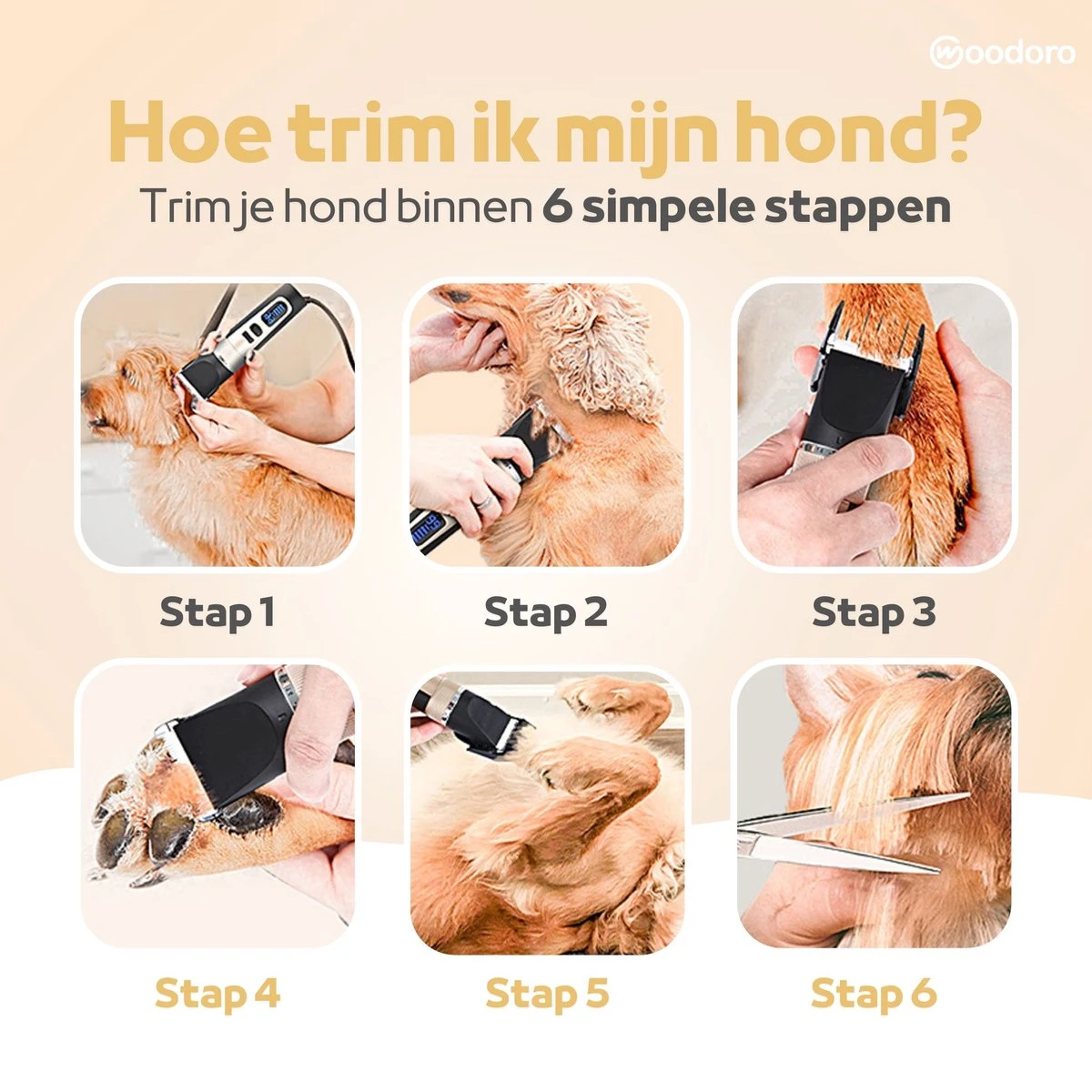 Woodoro Professionele 2-in-1 Hondentondeuse Voor Dikke Vacht – Draadloze Honden Tondeuse & Hondentrimmer – Stille Tondeuse Katten & Honden Trimset 7 Woodoro Professionele 2-in-1 Hondentondeuse Voor Dikke Vacht – Draadloze Honden Tondeuse & Hondentrimmer – Stille Tondeuse Katten & Honden Trimset - Afbeelding 7