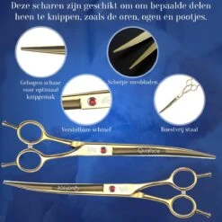Scharenset Hond - 8-Delige Scharenset - Hondenschaar - Trimset - Trimschaar Voor Honden - Huisdier Knipset - Effileerschaar Hond - Goud -Hondenartikelen Winkel 1200x1200 1710