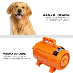 Krachtige Hondenföhn/ Waterblazer Met Draaiknop Om Overtollig Water En Stof Snel Uit De Vacht Te Blazen | Verstelbare Vermogen Standen (500W Tot 2200W) En Verstelbare Temperatuur - Type B Oranje -Hondenartikelen Winkel 1200x1200 1719