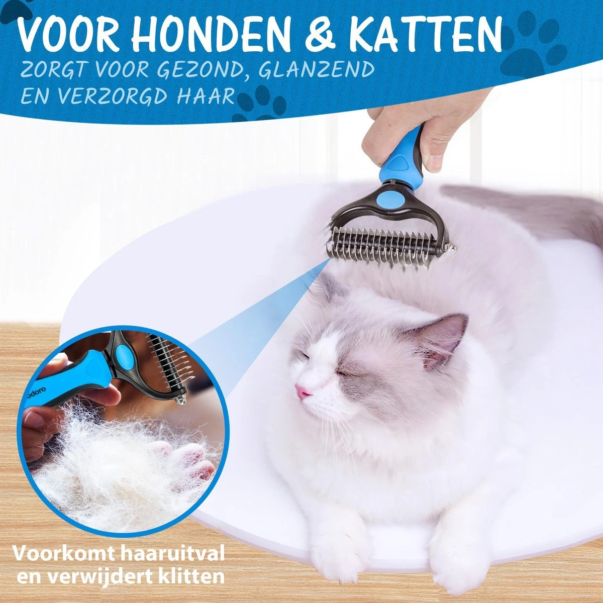 Woodoro 2-Zijdige Kattenkam Voor Ondervacht - Voorkomt Haaruitval - Verwijdert Klitten 4 Woodoro 2-Zijdige Kattenkam Voor Ondervacht - Voorkomt Haaruitval - Verwijdert Klitten - Afbeelding 4