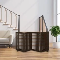 Relaxdays Veiligheidshekje Hout - 92 Cm Hoog - Kinderhek - Hondenhek - Inklapbaar - Bruin - 4 Panelen -Hondenartikelen Winkel 1200x1200 2014