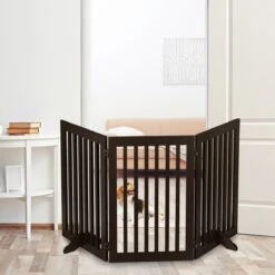 Relaxdays Veiligheidshekje Hout - 92 Cm Hoog - Hondenhek - Inklapbaar - Bruin - 3 Panelen -Hondenartikelen Winkel 1200x1200 2102