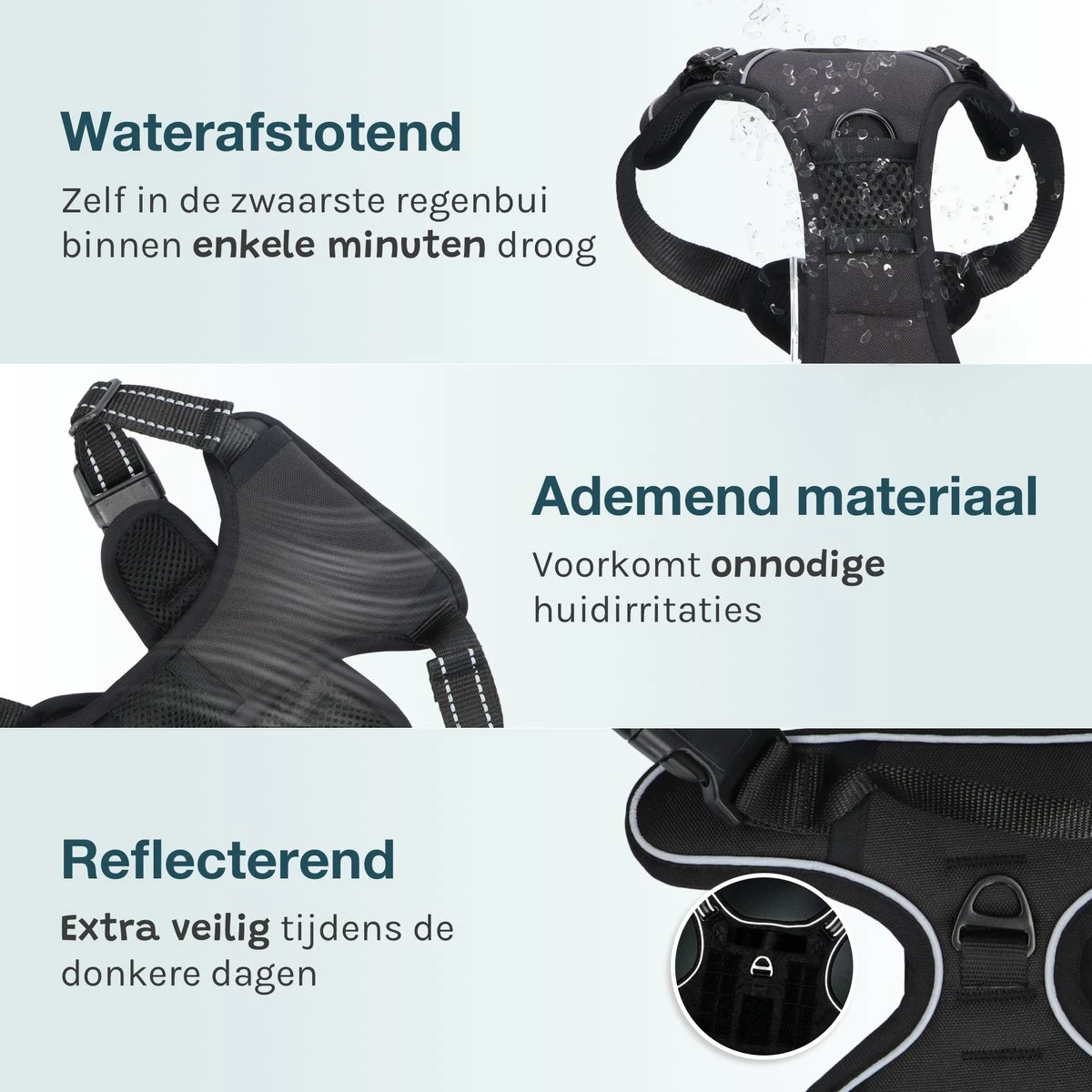 Hondentuigje Medium – Hondenharnas - Anti Trek Tuig Hond – Y Tuig – Reflecterend – Zwart – Maat M 3 Hondentuigje Medium – Hondenharnas - Anti Trek Tuig Hond – Y Tuig – Reflecterend – Zwart – Maat M - Afbeelding 3