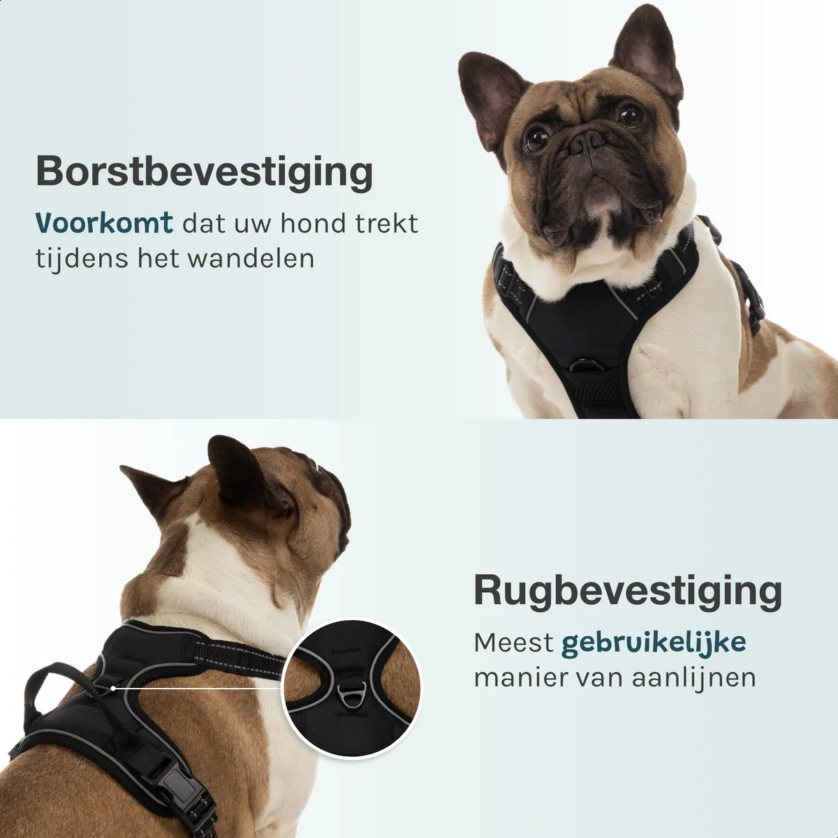 Hondentuigje Medium – Hondenharnas - Anti Trek Tuig Hond – Y Tuig – Reflecterend – Zwart – Maat M 8 Hondentuigje Medium – Hondenharnas - Anti Trek Tuig Hond – Y Tuig – Reflecterend – Zwart – Maat M - Afbeelding 8