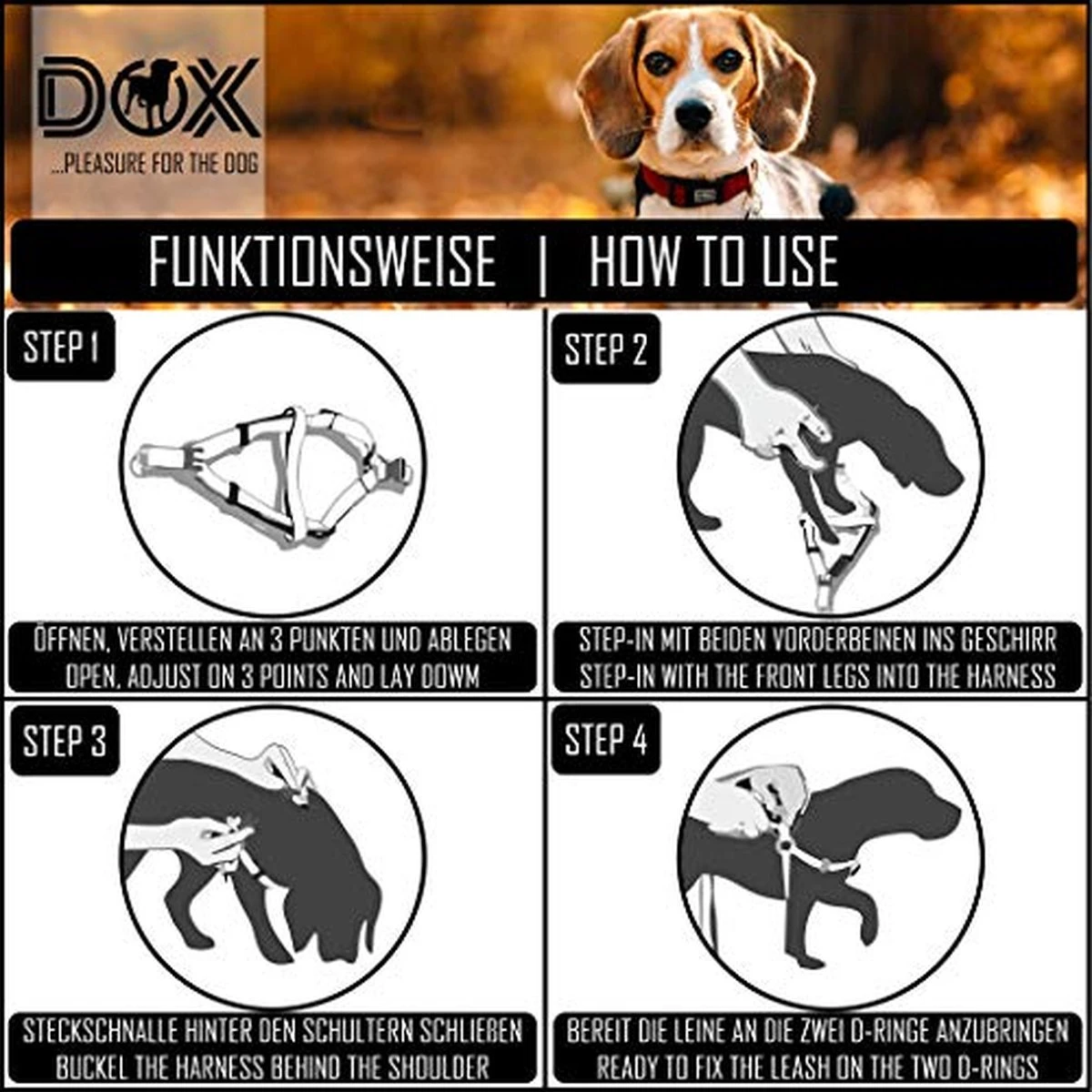 DDOXX Borstharnas Air Mesh, Step-In, Reflecterend | Vele Kleuren | Voor Kleine, Middelgrote En Middelgrote Honden | Hondenharnas Hond Kat Puppy | Kattenharnas Puppy Harnas | Zwart, M 7 DDOXX Borstharnas Air Mesh, Step-In, Reflecterend | Vele Kleuren | Voor Kleine, Middelgrote En Middelgrote Honden | Hondenharnas Hond Kat Puppy | Kattenharnas Puppy Harnas | Zwart, M - Afbeelding 7