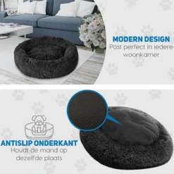 Pawzle Hondenmand - Donut Hondenkussen - Kattenmand - Bed Voor Honden & Katten - Wasbaar - 60cm - Zwart -Hondenartikelen Winkel 1200x1200 308
