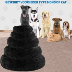 Pawzle Hondenmand - Donut Hondenkussen - Kattenmand - Bed Voor Honden & Katten - Wasbaar - 120cm - Zwart -Hondenartikelen Winkel 1200x1200 416