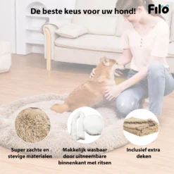 Filo Hondenmand 60cm Met Deken & Rits – Crème – Geschikt Als Kattenmand - Fluffy Donut Hondenbed Lichtbruin - Honden Mand & Bed – Hondenkussen – Kussen Hond – Katten Mand -Hondenartikelen Winkel 1200x1200 468