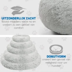 Pawzle Hondenmand - Donut Hondenkussen - Kattenmand - Bed Voor Honden & Katten - Wasbaar - 100cm - Grijs -Hondenartikelen Winkel 1200x1200 479