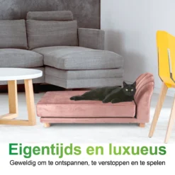 Maxxpro Katten- En Hondenbank - Roze - Verhoogd Met Houten Poten - Fluweel Materiaal - 90 X 44 X 34 CM - Huisdieren Tot 80 KG -Hondenartikelen Winkel 1200x1200 649