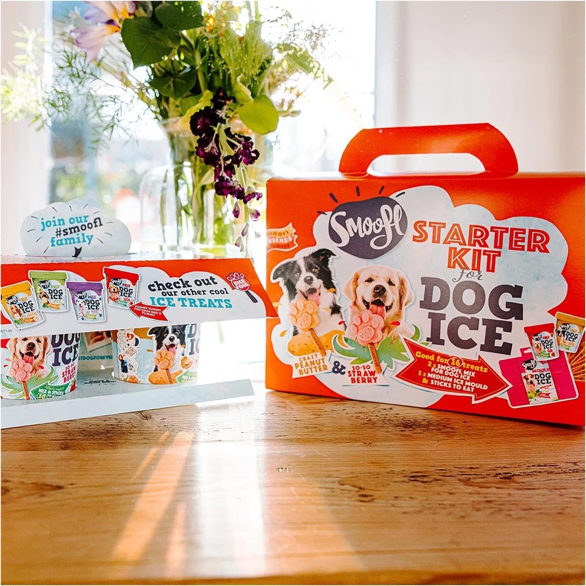 Smoofl Honden Lekkernij - Starter Kit Om Je Eigen Honden Ijs Te Maken, Kit Met 2 Ijsmixen Voor Honden, Pindakaas En Aardbei Smaak, Een Pootvormige Silicone Vorm - Voor 4 Hondenijsjes 6 Smoofl Honden Lekkernij - Starter Kit Om Je Eigen Honden Ijs Te Maken, Kit Met 2 Ijsmixen Voor Honden, Pindakaas En Aardbei Smaak, Een Pootvormige Silicone Vorm - Voor 4 Hondenijsjes - Afbeelding 6